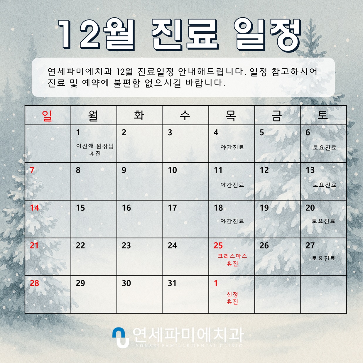 12월 진료일정